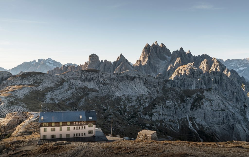 Building, Dolomites near Cortina d'Ampezzo, Veneto, Italy