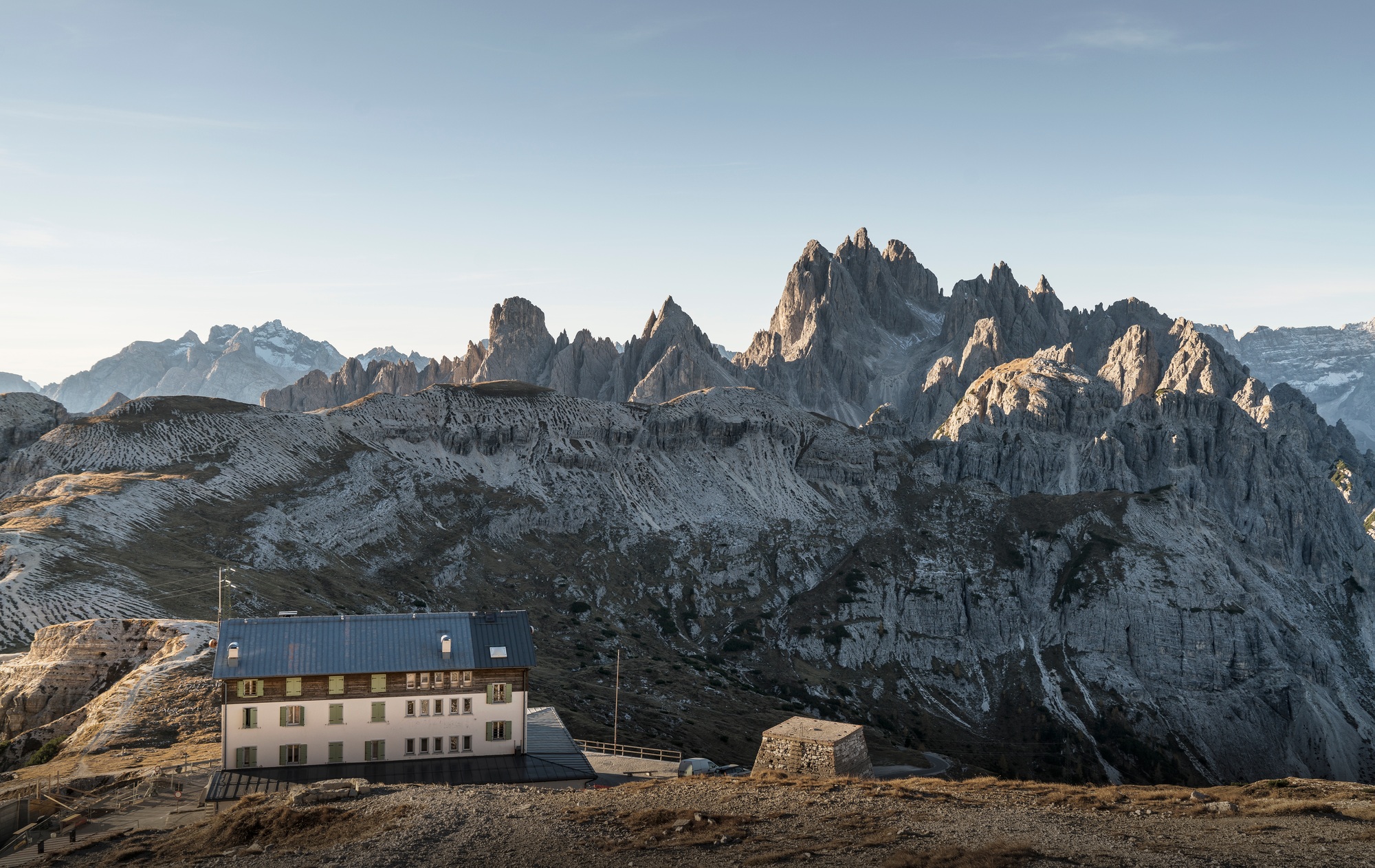Building, Dolomites near Cortina d'Ampezzo, Veneto, Italy