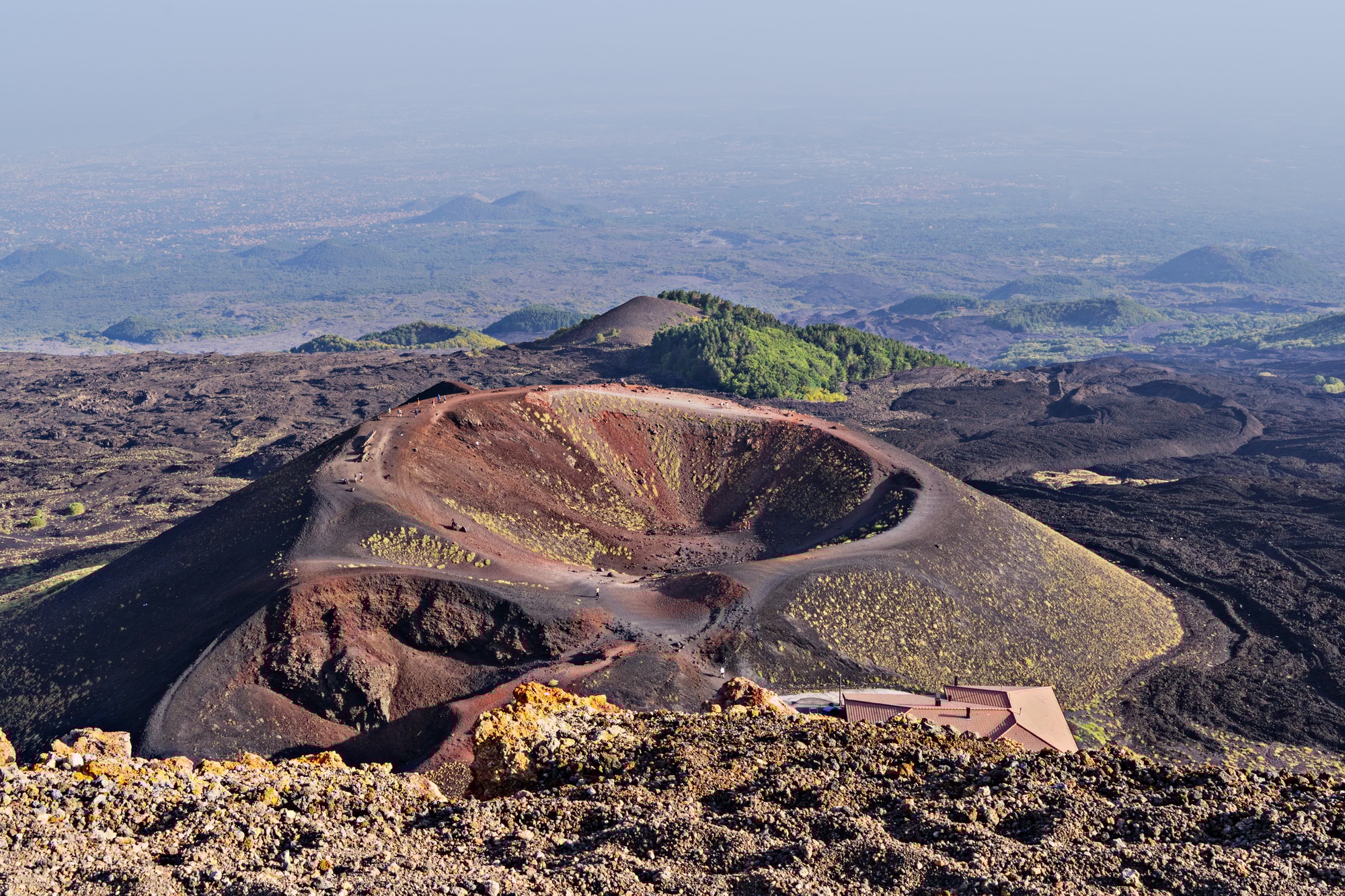 Gorgeous view of small crater of Etna volcano in Sicily, Italy